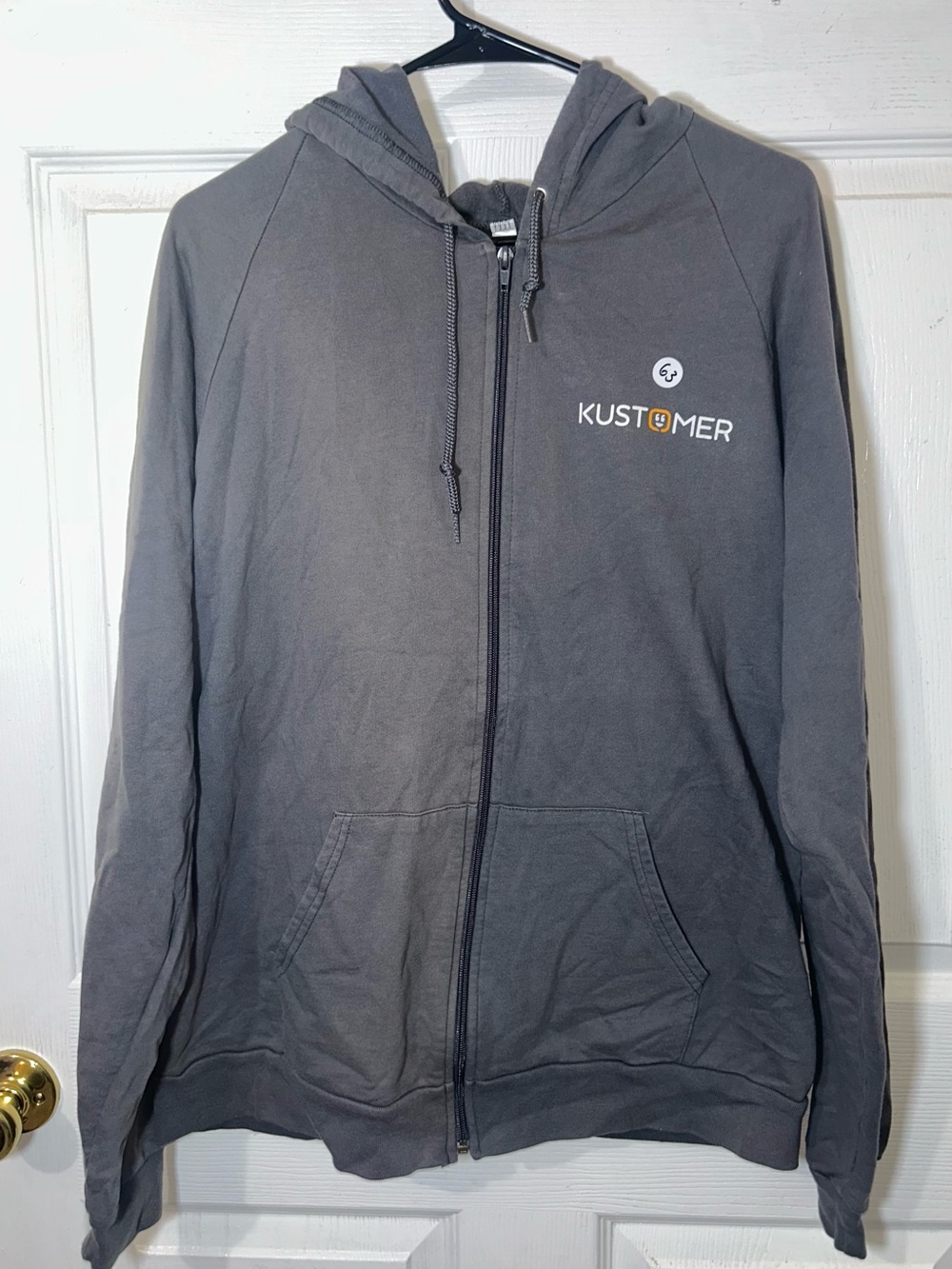 Men's Charcoal Zip-Up Hoodie with Logo